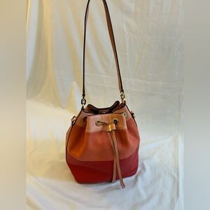 Michael Kors Color Block Leather Bucket Bag